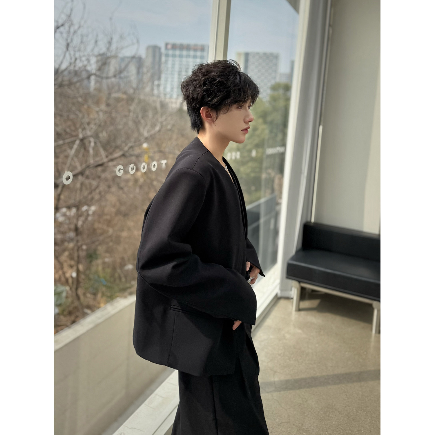 C316XZ8034P98绅士春装新款设计感时尚短款西服宽松西装外套,男装西服,电商C316