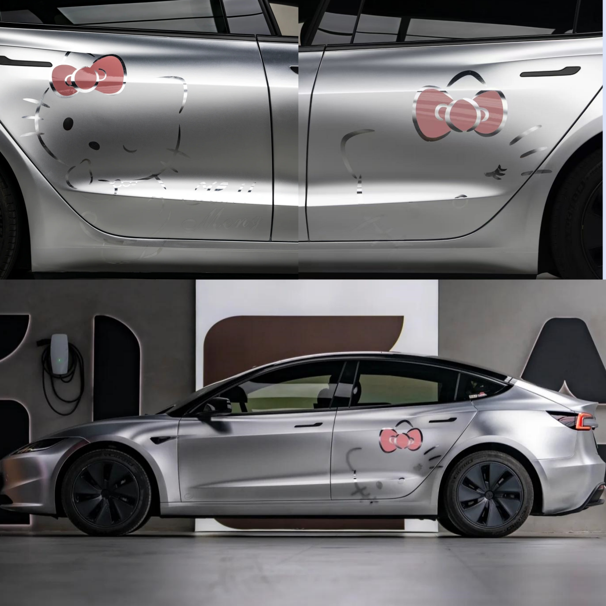 特斯拉model y焕新3车贴拉花 KT猫卡通极氪001小鹏P7车身定制贴纸