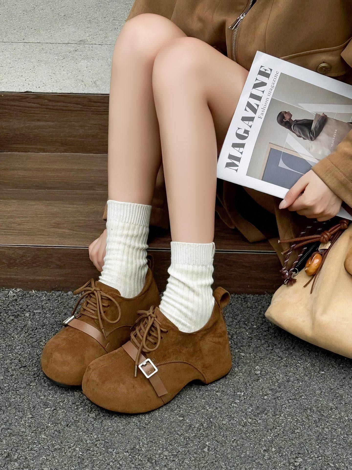 时尚内增高勃肯鞋女2025秋季新款韩版百搭圆头复古搭扣休闲鞋单鞋,女鞋,勃肯鞋/软木鞋,淘宝优惠券,粉丝福利购,淘宝优惠卷