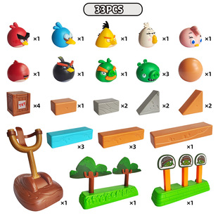 正版愤怒小鸟的玩具儿童场景搭建积木拼装弹弓弹射玩具公仔