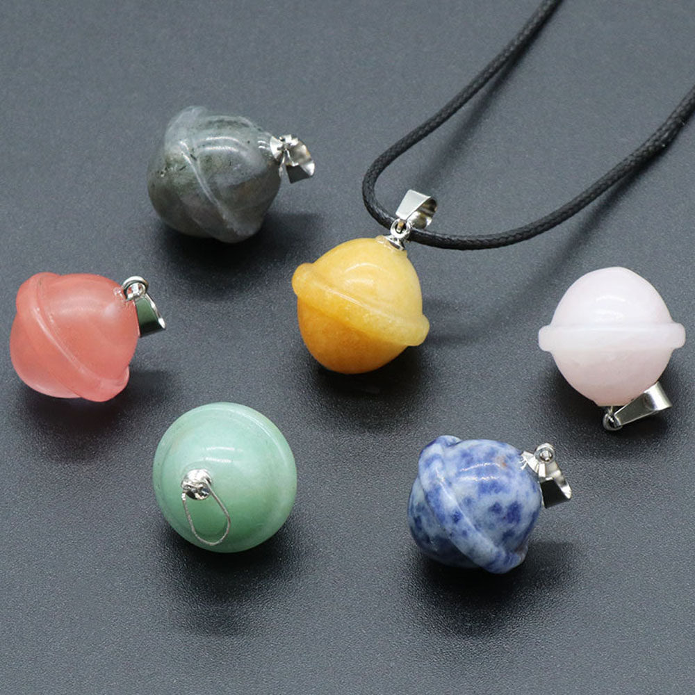 天然水晶石迷你小星球吊坠 银河行星ufo立体宇宙项链挂坠礼物