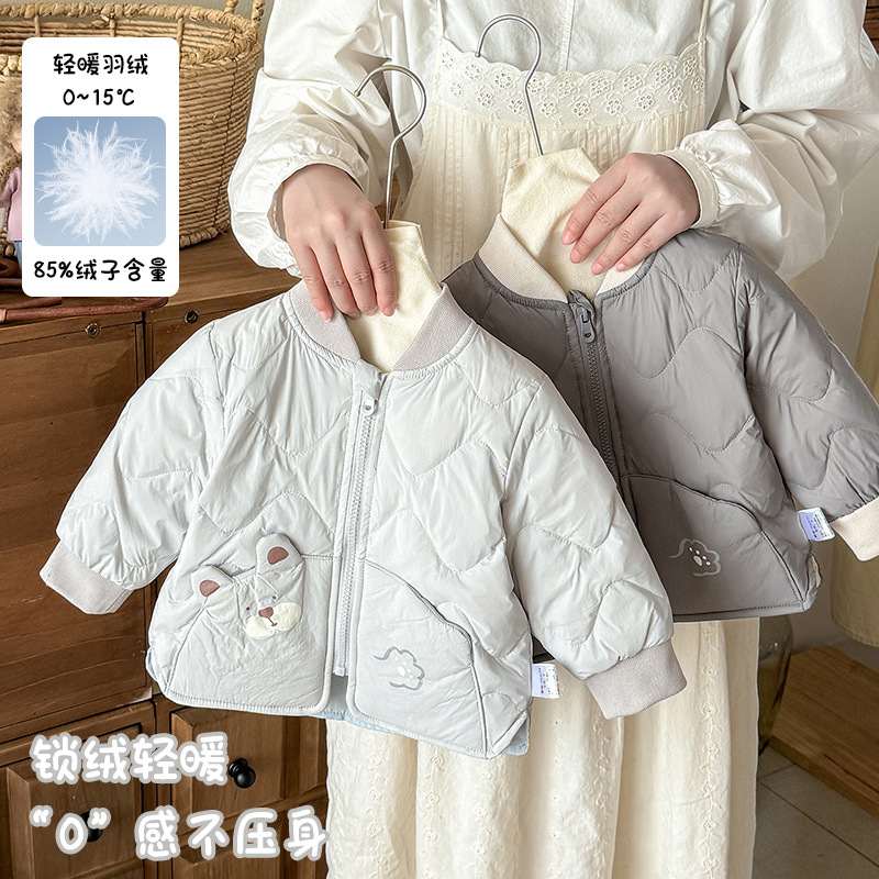 宝宝轻薄羽绒内胆男童宝宝外套秋冬90白鸭绒 a类婴儿卡通保暖衣服