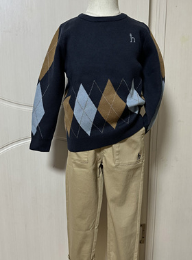 hazzys哈吉斯童装秋季新品针织圆领休闲套头毛衣气质男童线衣