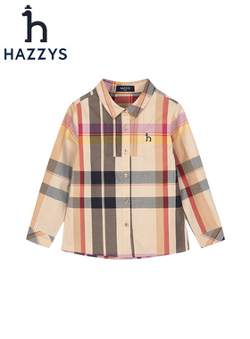 hazzys哈吉斯童装女童衬衫2023春新品格子长袖上衣HZQQGD26CS145