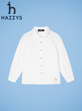 hazzys哈吉斯童装女童衬衫2023春新品棉质气质上衣HZQQGD26CS160