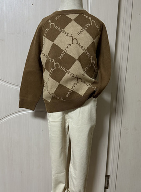 hazzys哈吉斯童装秋冬新款气质休闲针织毛衣套头圆领儿童上衣