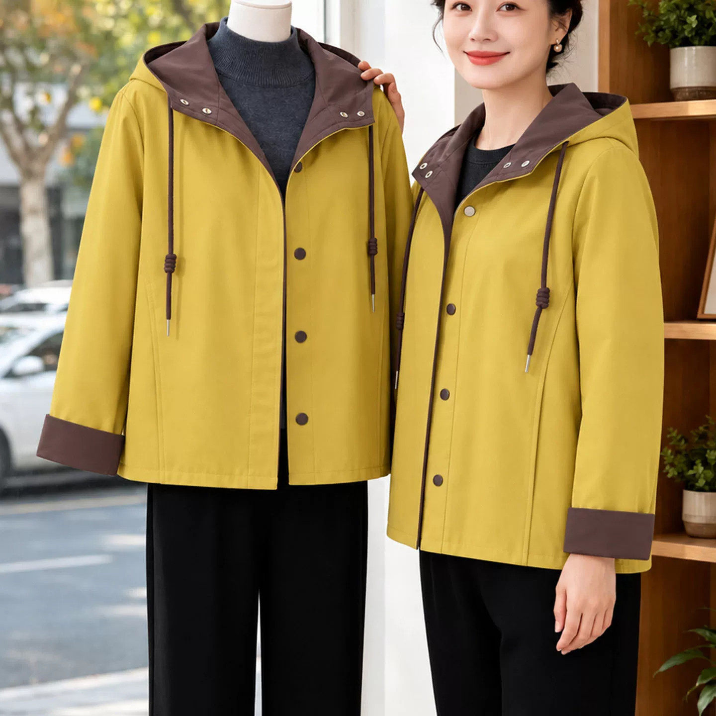 时尚妈妈秋装外套减龄显瘦上衣服今年流行的中老年女春秋新款风衣