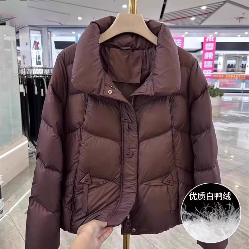 年轻妈妈冬装立领短款羽绒服2025新款中老年女秋冬白鸭绒棉服外套