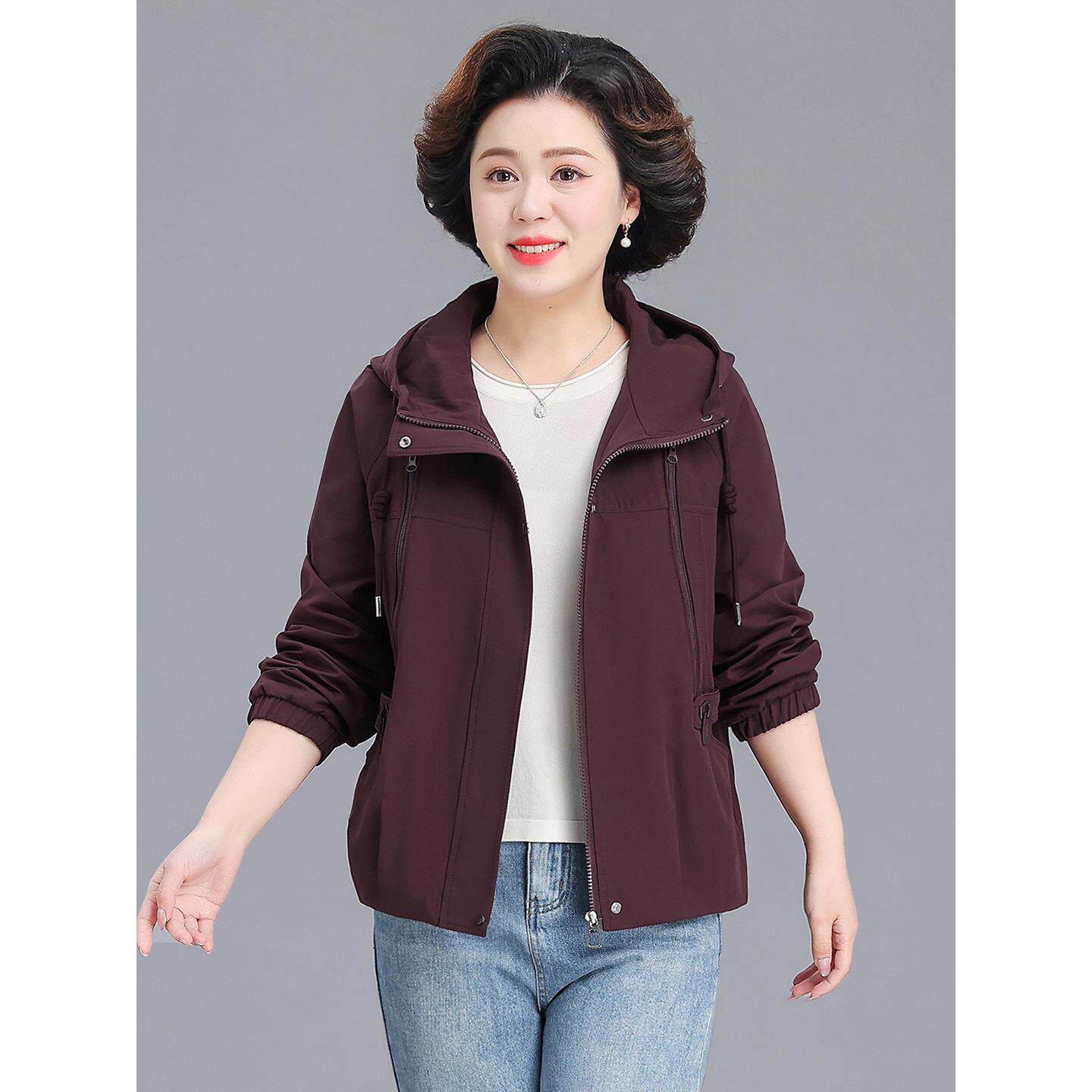 洋气妈妈春装外套休闲大码2026新款中老年女装春秋风衣短款上衣服