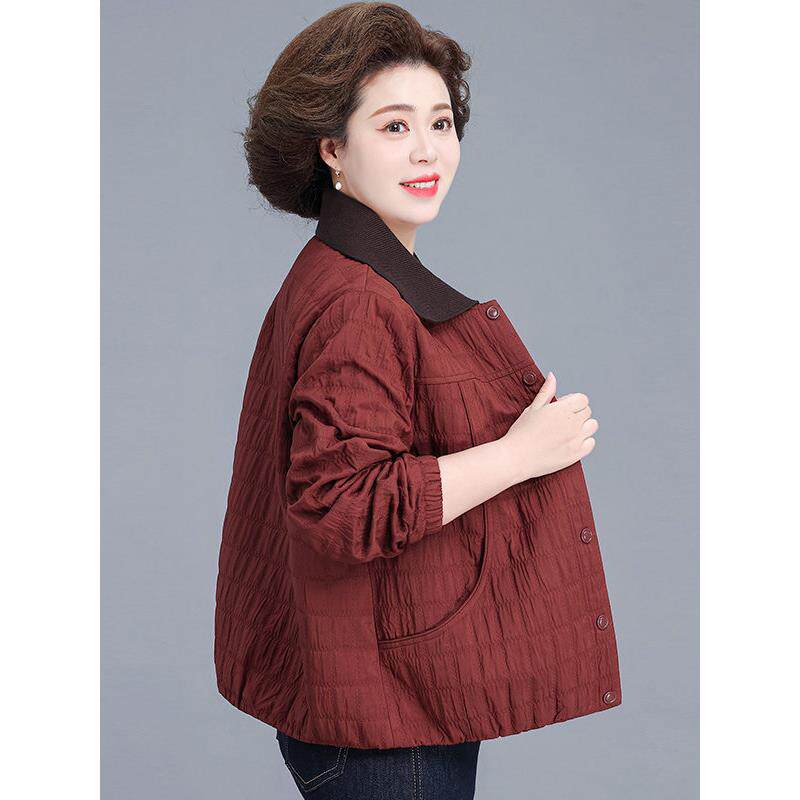 妈妈短款风衣翻领夹克2026新款中老年女装春装外套阔太太洋气上衣