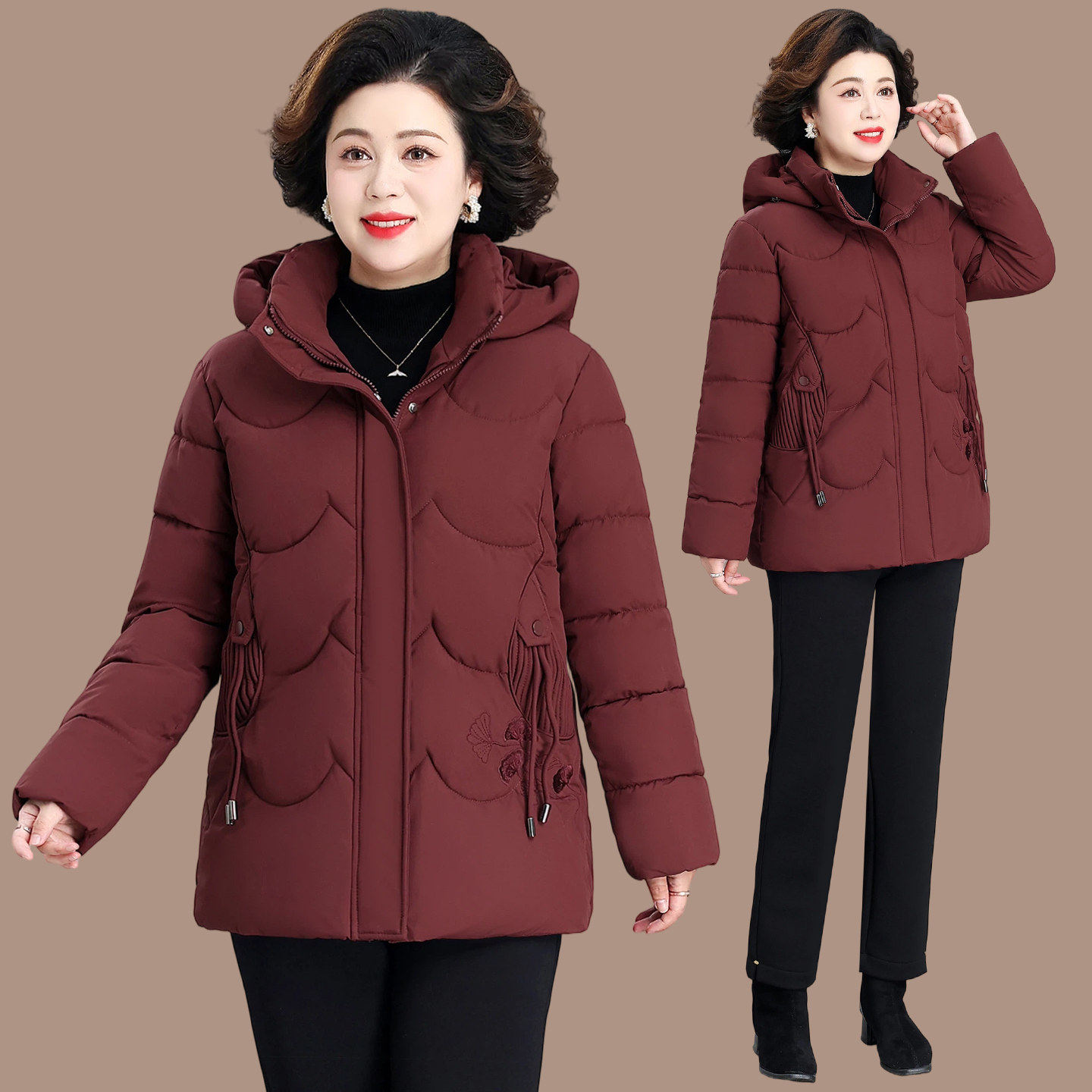 2026新款连帽棉服中老年妈妈女装中长款时尚加厚保暖洋气棉袄外套