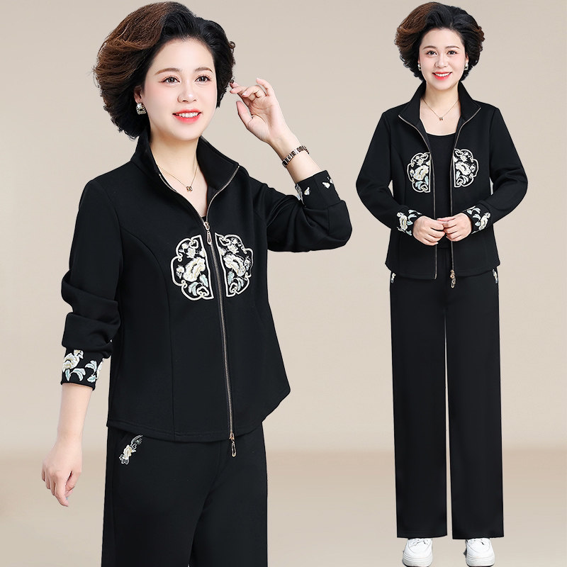 休闲运动套装女2026新款春秋季时尚洋气大码减龄女士跑步服两件套