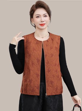 妈妈马甲春秋外穿新款40岁50奶奶坎肩背心洋气中老年女士外穿马夹