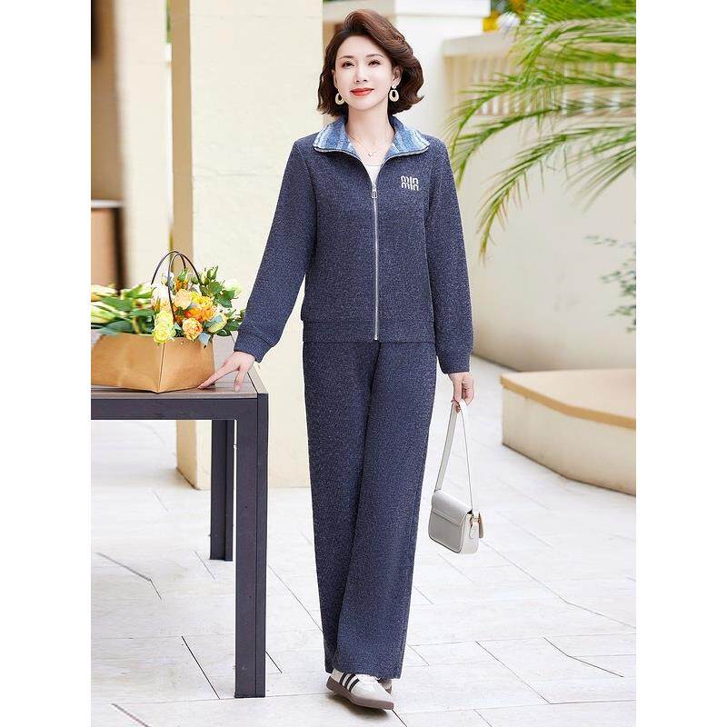 运动服套装女春秋季2026新款时尚休闲洋气中年妈妈跑步两件套