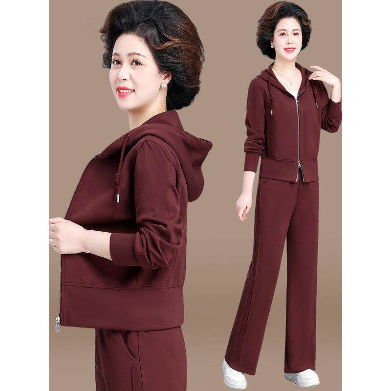 妈妈春装2026新款休闲外套上衣洋气卫衣两件套中老年运动服套装女