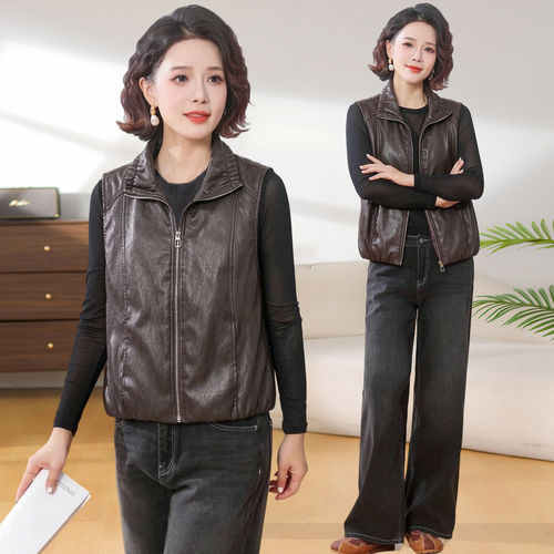 皮衣马甲外套女春秋2026新款今年流行爆款海宁小个子pu皮马夹上衣
