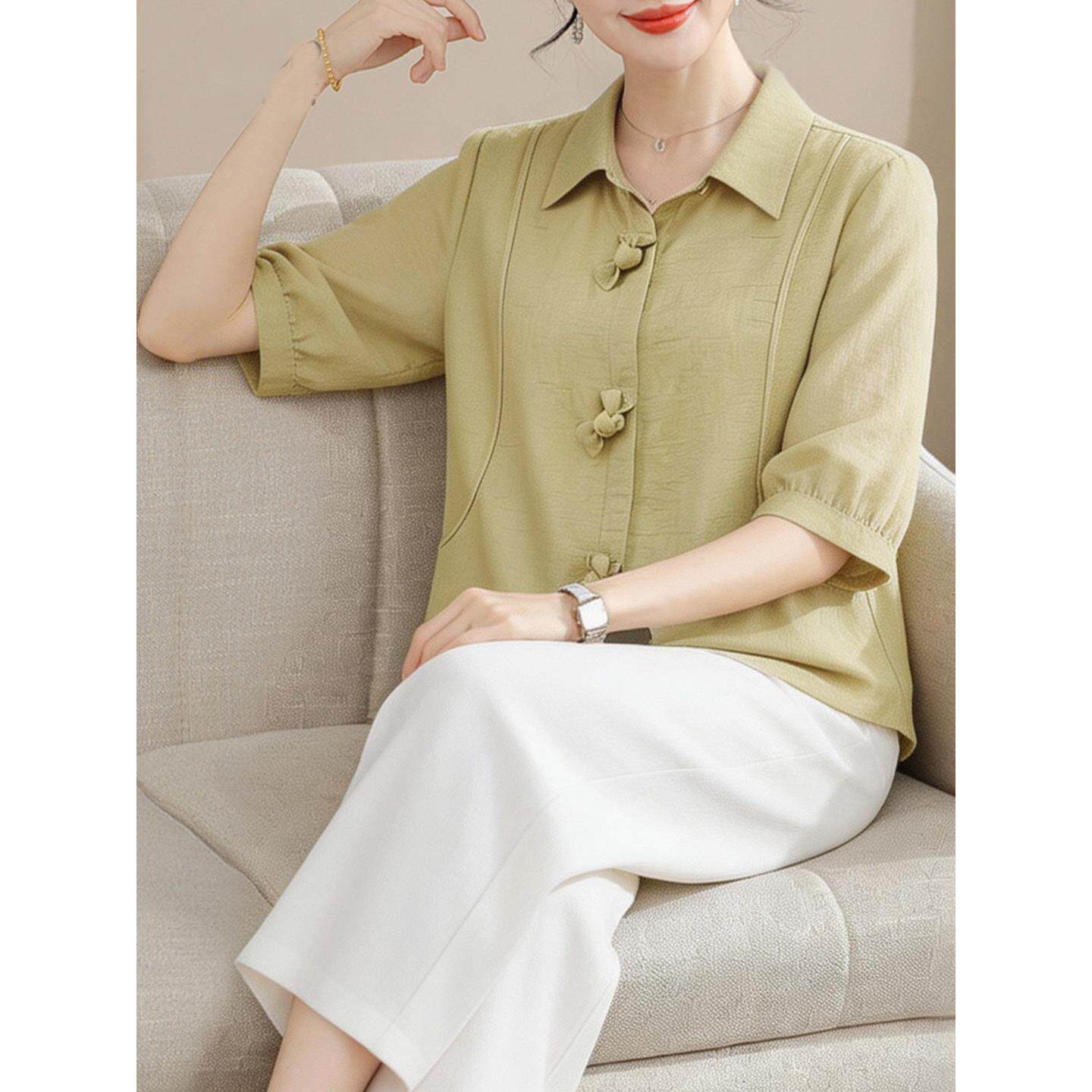妈妈装夏装2026新款套装洋气短袖小衫中老年女装夏季上衣服两件套