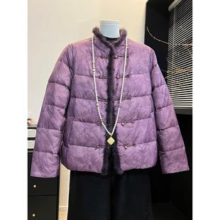 新中式妈妈冬装国风盘扣羽绒服外套时尚中老年女装上衣保暖棉袄子