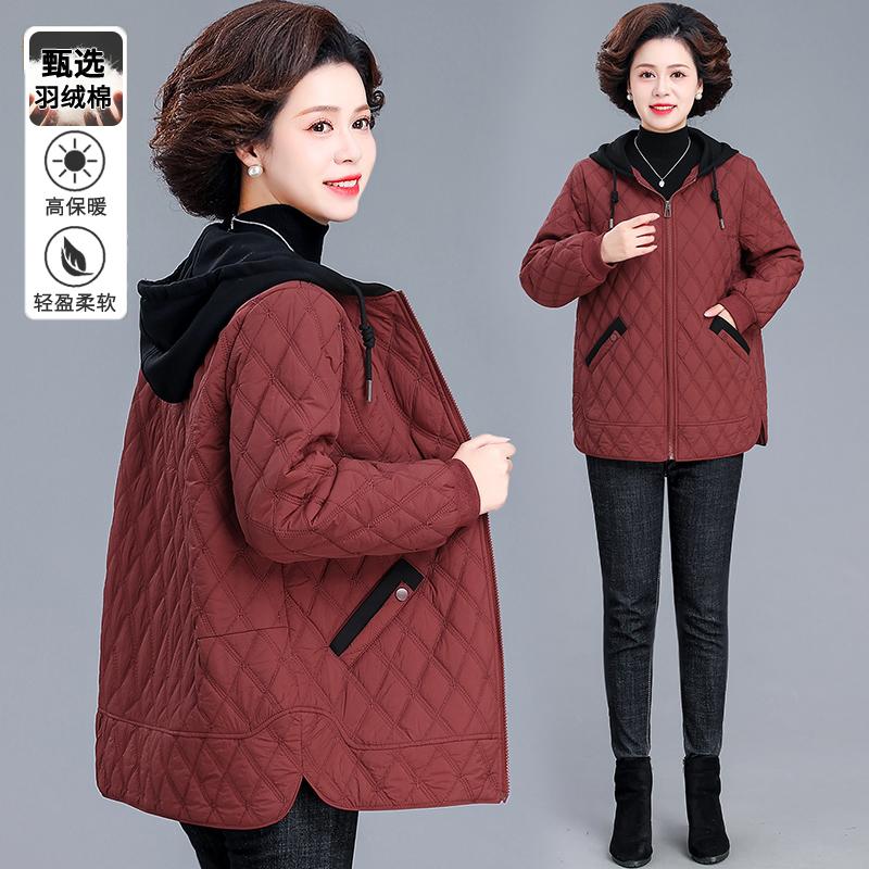 2025秋冬夹棉外套轻薄羽绒棉服加肥加大码棉袄中老年人女冬装棉衣