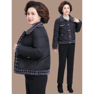 中年妈妈冬装羽绒棉服短款小香风时尚洋气冬季小棉袄女贵夫人外套