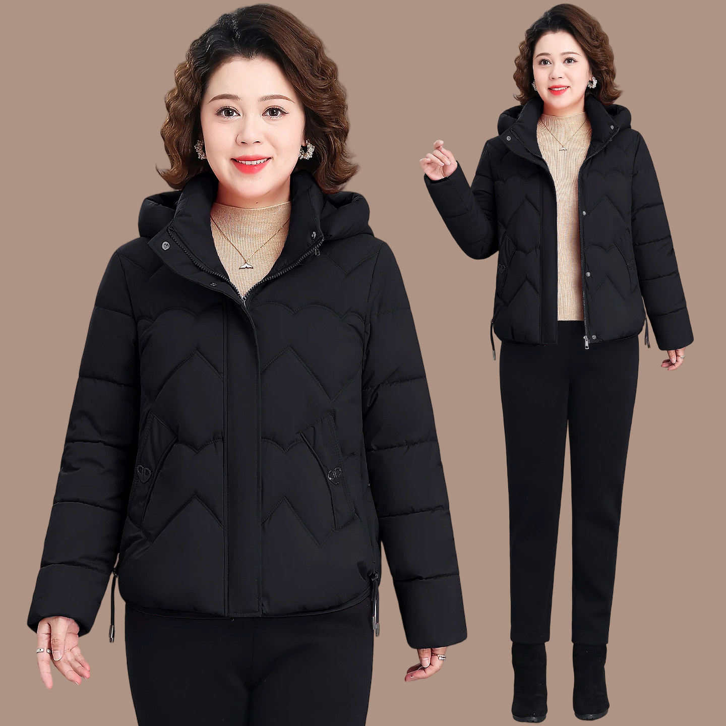 加厚妈妈羽绒棉服冬季外套2026新款中老年女装秋冬连帽棉袄五十岁