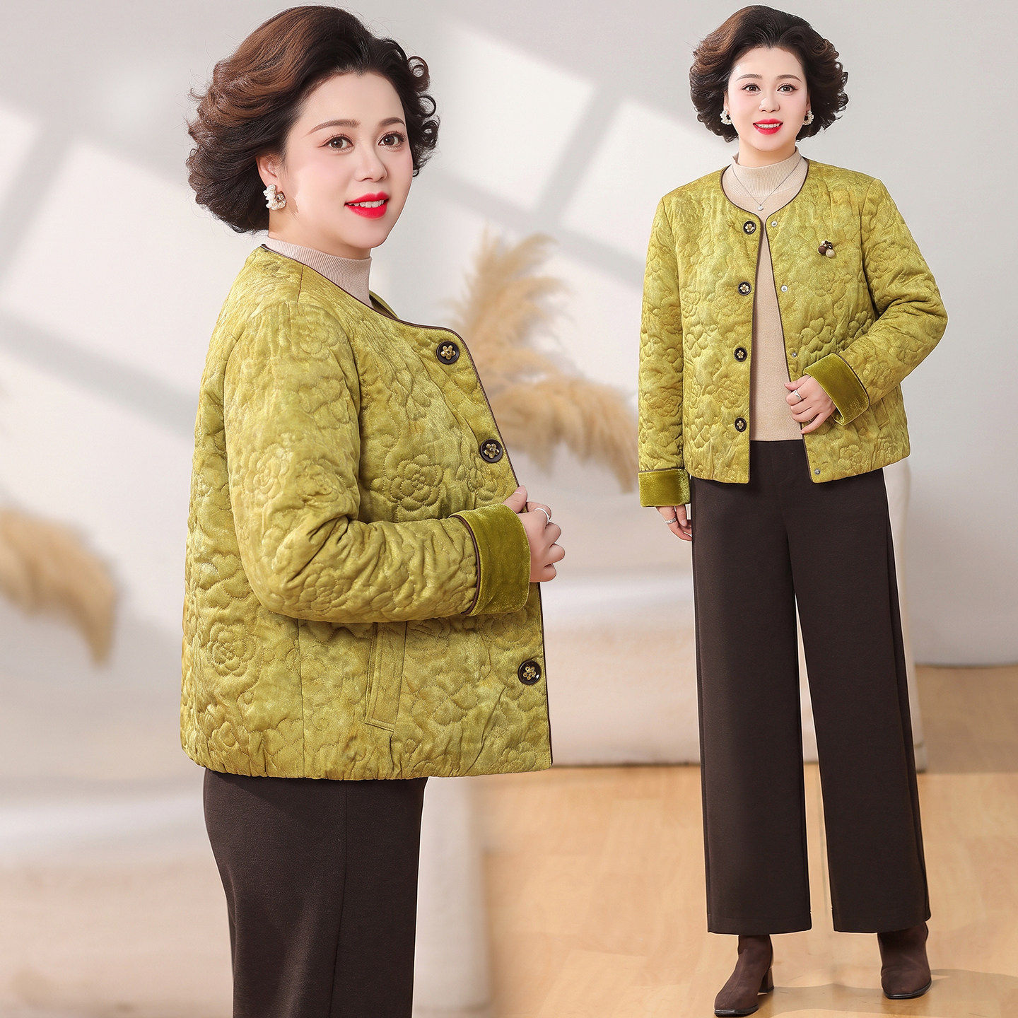 时尚轻薄棉服女2026秋冬新款宽松显瘦休闲风保暖圆领棉衣外套短款