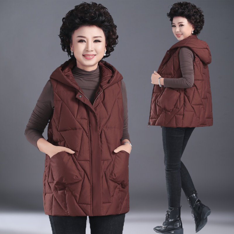 中年妈妈马甲秋冬季短款马夹外穿中老年人女冬装外套羽绒棉服背心