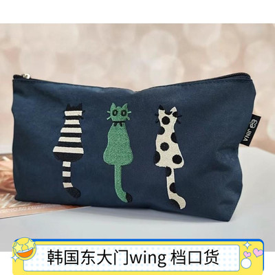刺绣猫韩国化妆包收纳简约