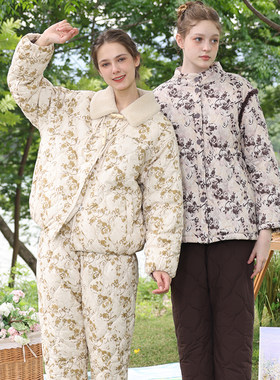 精梳棉复古气质女士姐妹装家居服