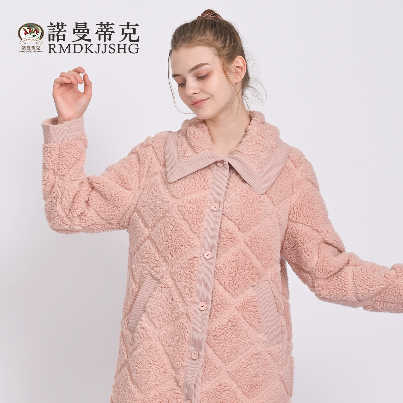 曼诺曼蒂克睡衣秋冬新款保暖睡袍