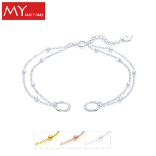 整套925纯银手链双链8mm开口圈包珠链女原创双链冷淡风手饰款 式