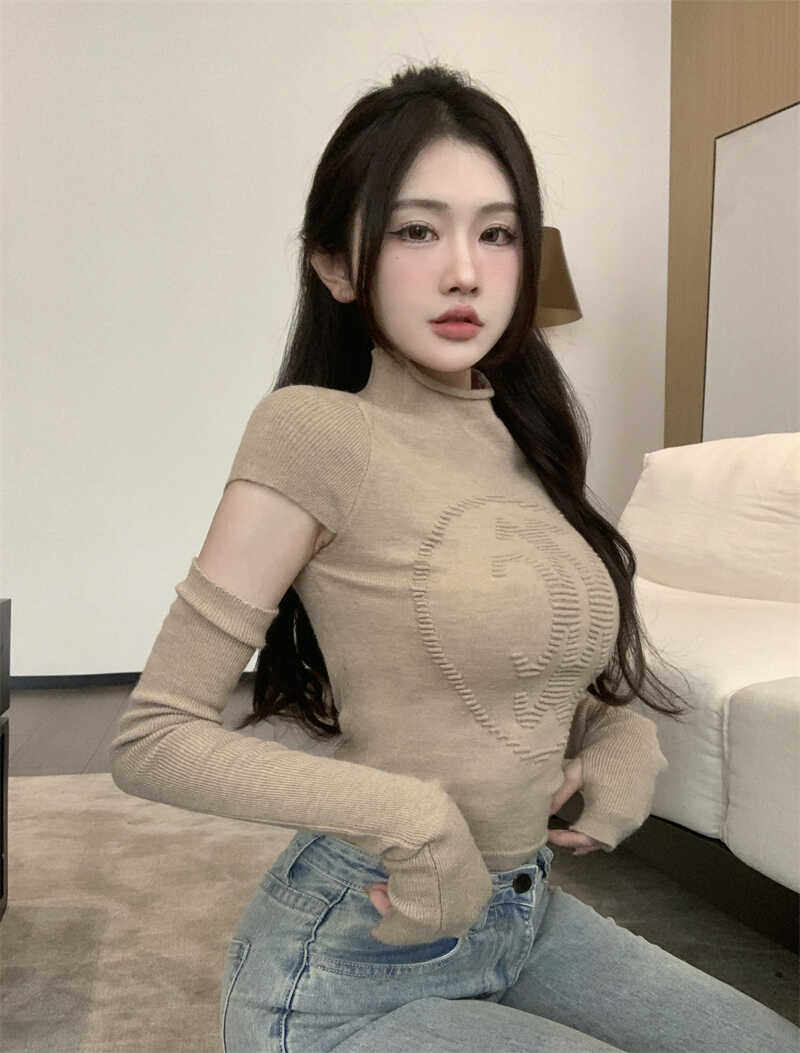 2025春季新款可拆卸袖套纯欲显瘦针织衫内搭外穿