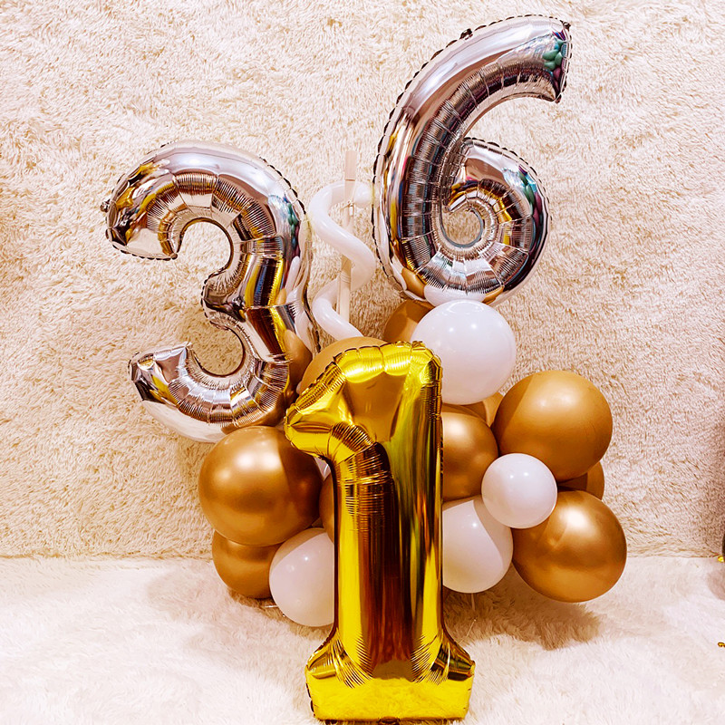 金色数字生日派对表白气球
