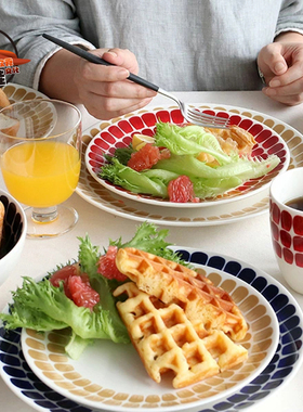 芬兰Arabia 24小时Tuokio 瓷餐具碗深盘子马克杯子咖啡杯碟钴蓝色