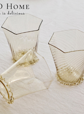 捷克手工吹制 森林玻璃 六角玻璃杯平底杯子水杯果汁杯轻奢烟灰色