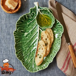 葡萄牙Bordallo Pinheiro卷心菜蔬菜系列陶餐具盘子碗汤盅杯碟