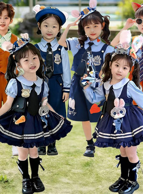 朱迪兔子警官cos服儿童演出服女童洛丽塔短袖公主连衣裙生日礼服