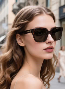 珑骧玳瑁方框复古防晒太阳镜