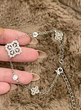 FRIDAY JEWELRY定制款气质百搭复古花朵锆石微镶简约个性手环手链