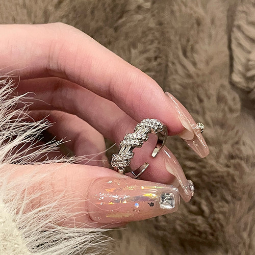 女铜镀白金气质百搭开口戒指