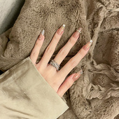 FRIDAY JEWELRY定制款 轻奢线条气质百搭复古锆石可调节食指戒指