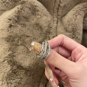 FRIDAY JEWELRY定制轻奢银色气质百搭复古锆石轻奢银色戒指食指