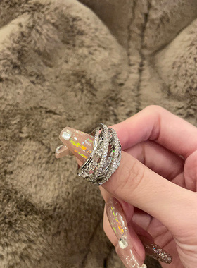 FRIDAY JEWELRY定制轻奢银色气质百搭复古锆石轻奢银色戒指食指