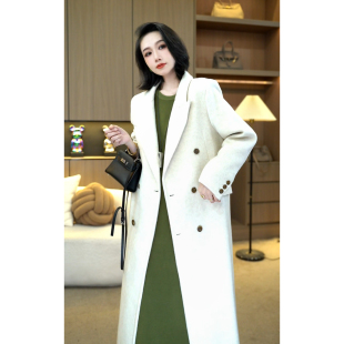 2026新款宽松女士毛呢外套女款洋气百搭大衣中长款呢子外套7578