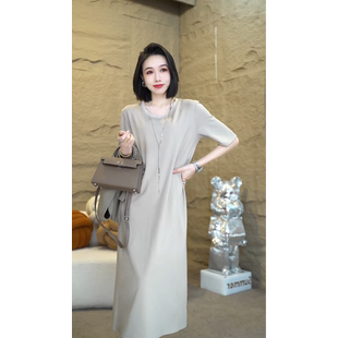 夏季穿搭时尚通勤外穿洋气轻奢小众高级感女装连衣裙子7118