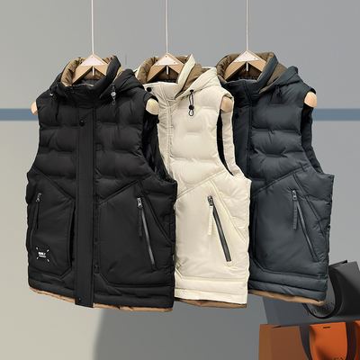 青少年马夹男童秋冬季羽绒棉马甲加厚中大童棉坎肩初中学生背心