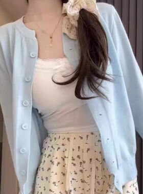 港味风格软糯针织开衫女毛衣外套春秋装新款复古上衣