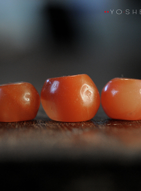 到顶的橙色藏地南红顶珠腰珠隔珠一组原始手磨星月金刚佛珠配饰