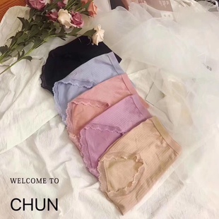 棉内档螺纹棉感超弹无缝高腰女三角裤 6809 舒适蕾丝边内裤