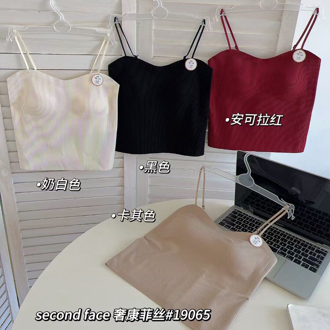 奢康菲丝19065红色)乳胶固定杯中长款裹胸螺纹透气无痕吊带枫之欣